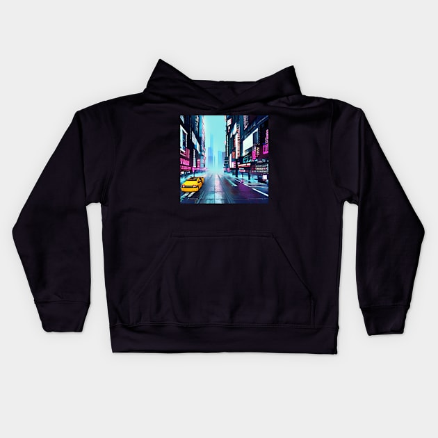 Cyberpunk Street View Kids Hoodie by Crestern